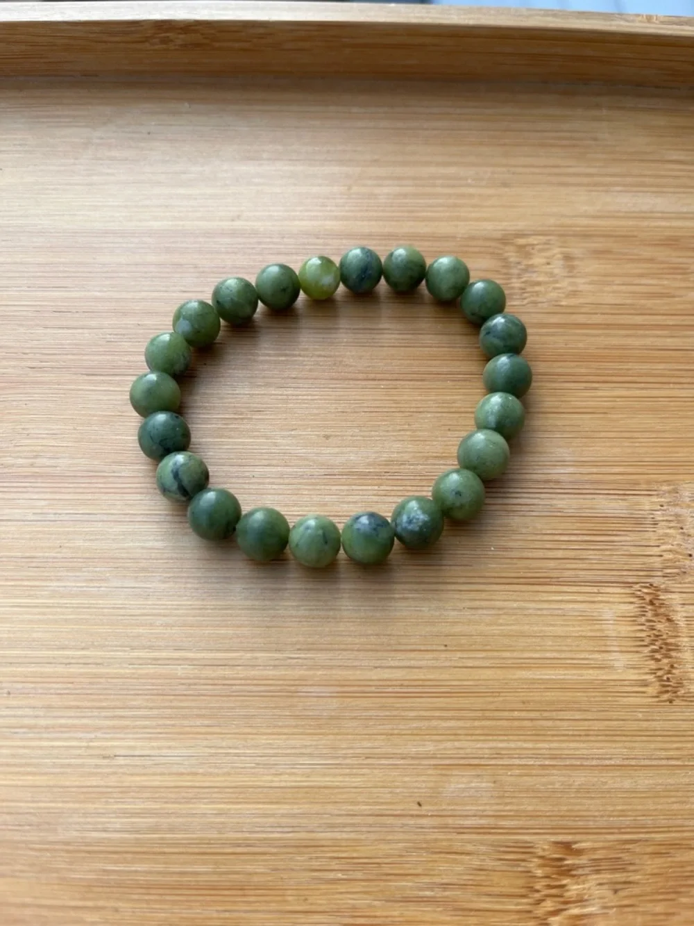 Green Beaded Stretch Bracelet - Natural Stone 6.5 inches handmade by Jayglam7 - Picture 5 of 10